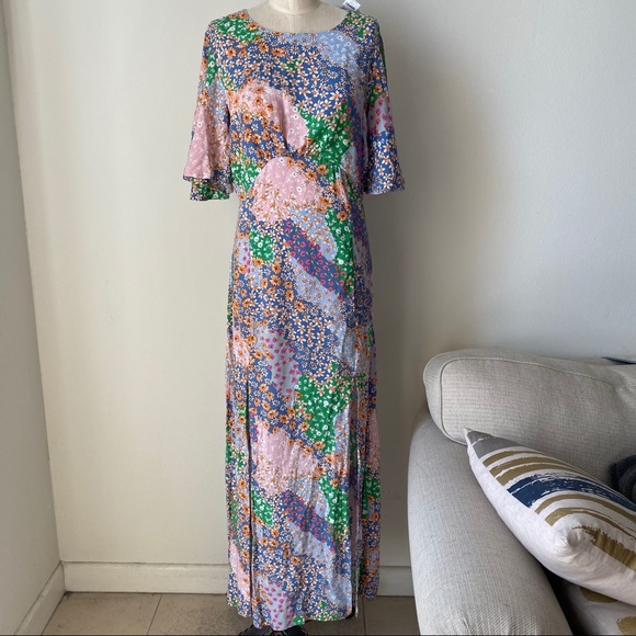 Topshop Patchwork Floral Midi Dress - Picture 3 of 7